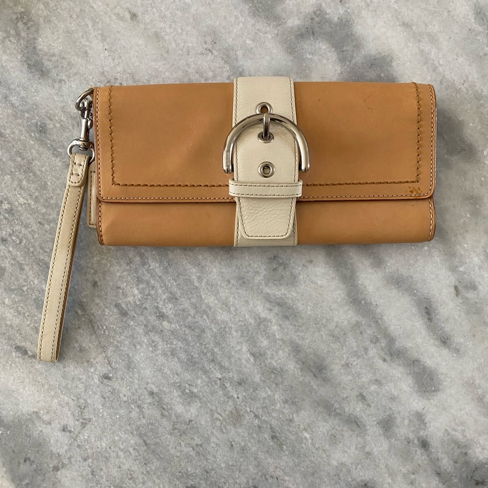 Coach tan wristlet